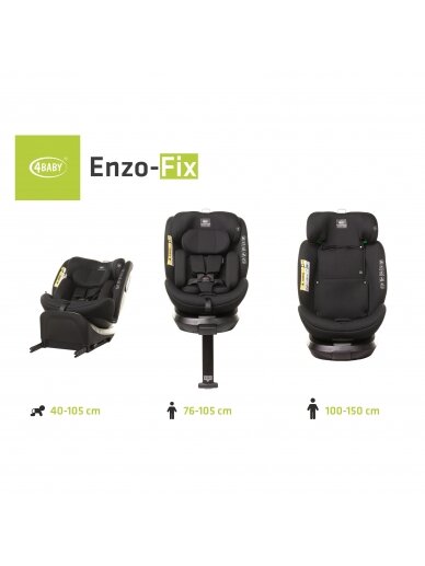 4Baby autokėdutė ENZO-FIX 40-150CM juoda I-SIZE (0-36 kg) 5