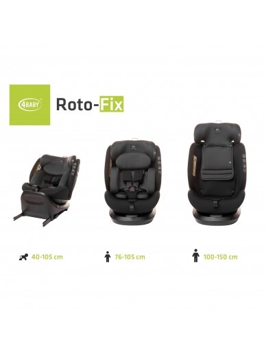 4Baby autokėdutė ROTO-FIX 40-150CM I-SIZE 0-36 kg pilka 9