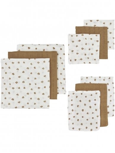 9pcs. Gauze (muslin) diaper set, Meyco Baby (Mini Panther Toffee)