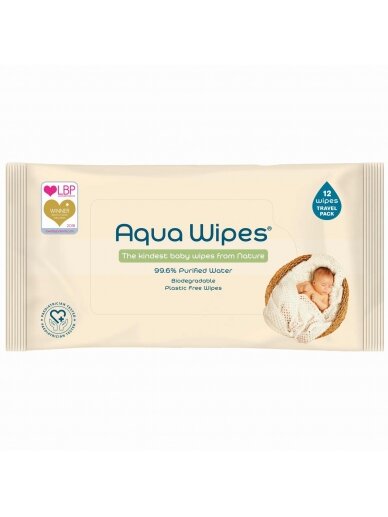 AQUA WIPES drėgnos servetėlės 12 vnt. AQW12F12P