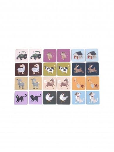 Memory game, Farm animals, 24 vnt., FILIBABBA, 3+ 2