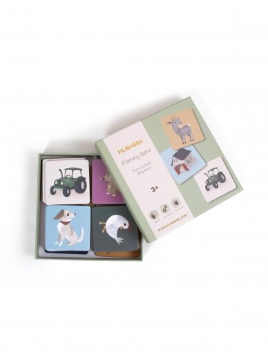 Memory game, Farm animals, 24 vnt., FILIBABBA, 3+ 3