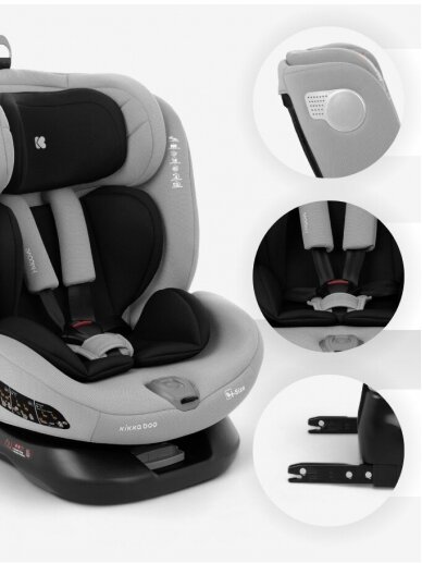 Car seat i-Size (40-150 cm), i-Moove Light Grey, Kikkaboo 4