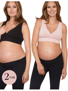 Twin Pack Bamboo Maternity & Nursing Sleep Bras – Black & Blush