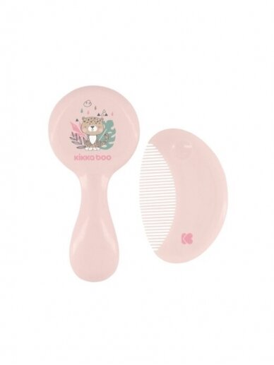 Comb and brush with natural bristles Savanna Pink, Kikkaboo 1