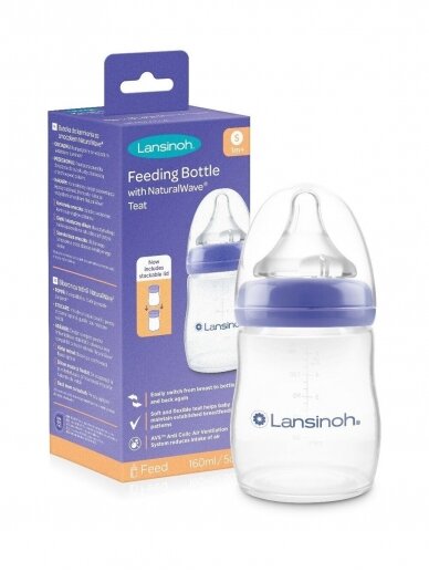 Lansinoh maitinimo buteliukas su žinduku Momma, 160ml 1m+