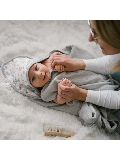 BabyOno rankšluostis su gobtuvu frotinis 100x100 pilkas 1552/03 5