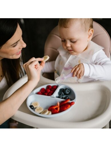 Babyono silikoniniai šaukšteliai 2vnt oranžinis violetinis 784/01 2