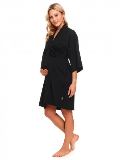 Bamboo maternity robe by DN (black) 2