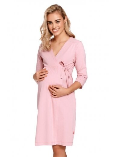 Cotton maternity robe by DN (pink)