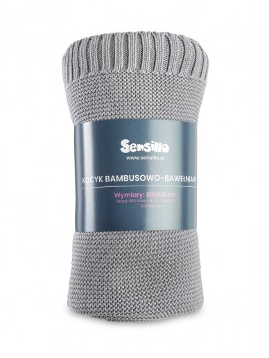 Bamboo-cotton blanket for baby, 80x100, Sensillo (grey) 1
