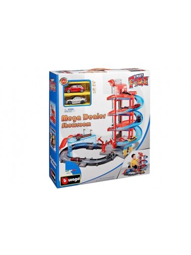 BBURAGO 1:43 trasos rinkinys Mega Dealer Showroom Street Fire, 18-30031