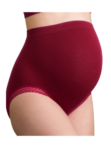 Seamless Maternity Briefs, Padded Waist, Milk, Cache Coeur (Burgundy)