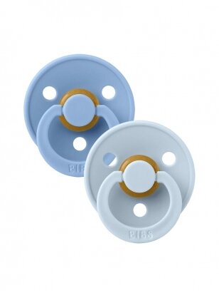 BIBS Colour Round Pacifier - 2 pcs. (Sky blue/Baby blue) 6+months