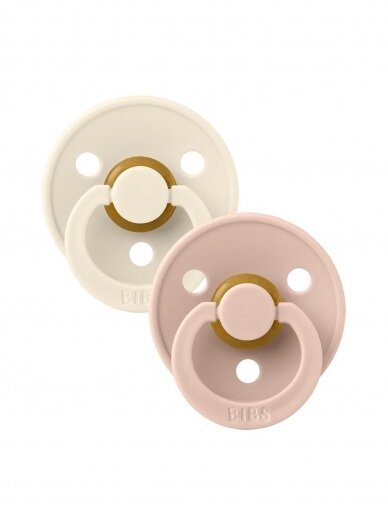 BIBS čiulptukas Round, 2vnt, (Ivory/blush), 18+ mėn