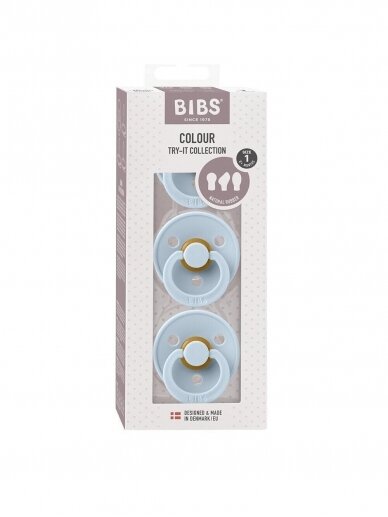 BIBS čiulptukų rinkinys Try It, 3vnt. Baby Blue 0+mėn 1