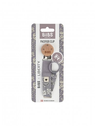 BIBS Liberty pacifier holder,  Chamomile Capel Fossil Grey 1