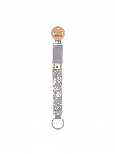 BIBS Liberty pacifier holder,  Chamomile Capel Fossil Grey