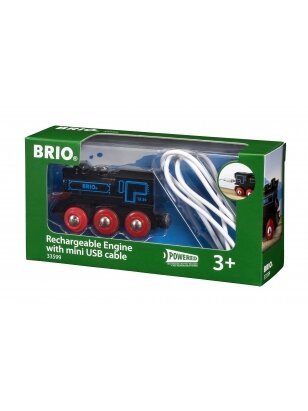 BRIO RAILWAY traukinys su pakraunamu varikliu ir USB kabeliu, 33599