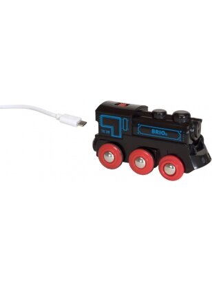 BRIO RAILWAY traukinys su pakraunamu varikliu ir USB kabeliu, 33599