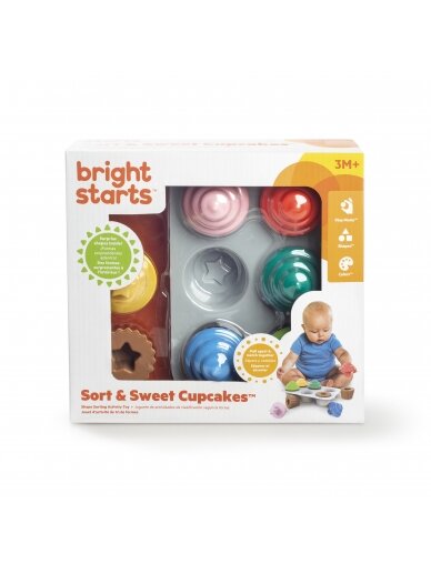 BRIGHT STARTS žaislas Sort & Sweet cupcakes, 12499-3-MEWW-YW2 7