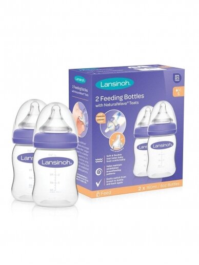 Pack of Baby Feeding Bottles 160ml with NaturalWave® Teat