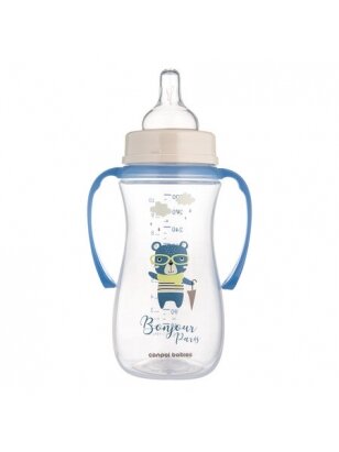 CANPOL BABIES Anti-Colic buteliukas su rankenėlėmis, 300 ml PP EasyStart BONJOUR PARIS, 35/241_blu