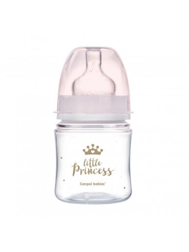 CANPOL BABIES plataus kaklelio buteliukas EASYSTART ROYAL BABY, 120 ml, 35/233_pin