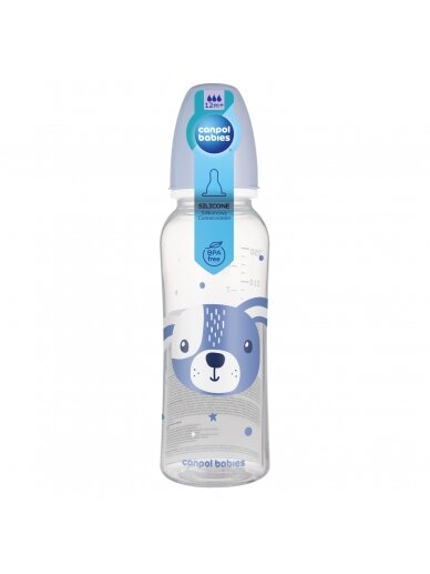 CANPOL BABIES siauro kaklelio buteliukas CUTE ANIMALS, 250 ml, 11/841_blu 2