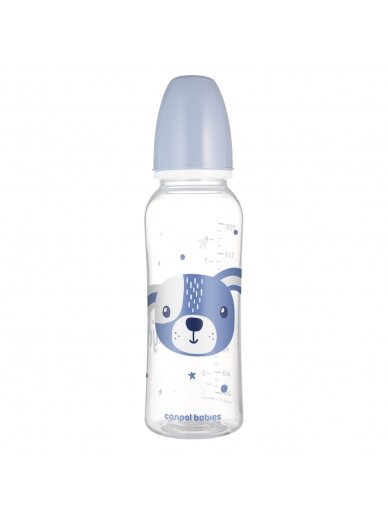 CANPOL BABIES siauro kaklelio buteliukas CUTE ANIMALS, 250 ml, 11/841_blu