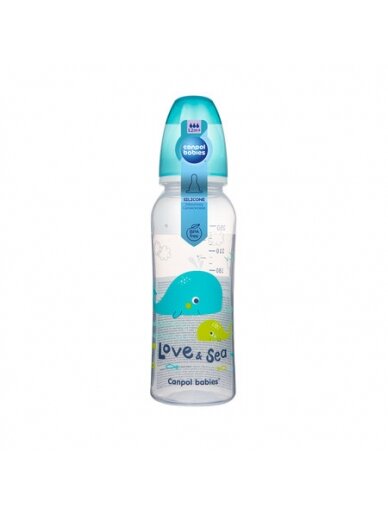 CANPOL BABIES siauro kaklelio buteliukas LOVE&SEA, 250 ml, 59/400