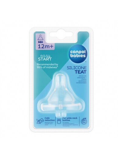 CANPOL BABIES žindukas silikoninis greitas EASYSTART, 12 mėn+, 21/722