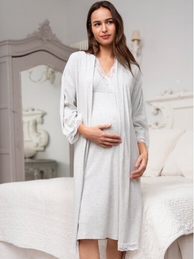 Maternity robe, Seraphine (Grey) 2