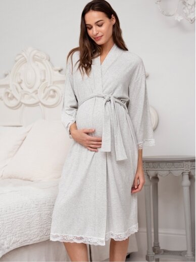 Maternity robe, Seraphine (Grey) 1