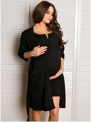 Robe for pregnant and nursing, Basic, by ForMommy (black) 5