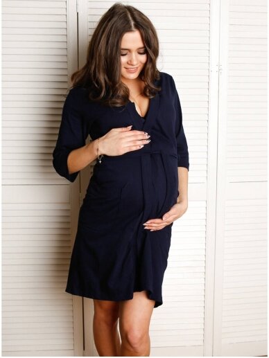 Robe for pregnant and nursing Basic, ForMommy (dark blue) 2