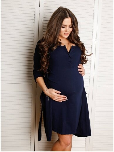 Robe for pregnant and nursing Basic, ForMommy (dark blue) 1