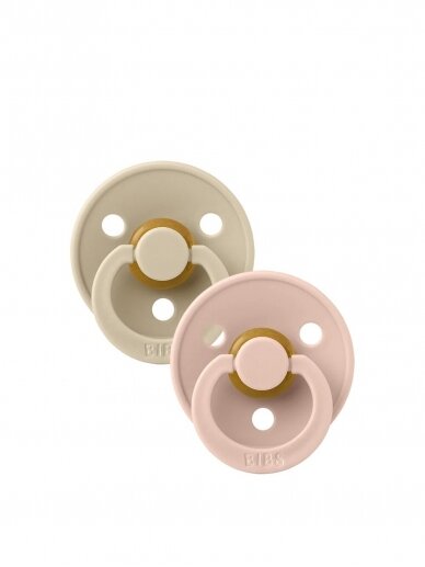 BIBS Colour Round Pacifier - 2 pcs. (Vanilla/Blush) 0+months