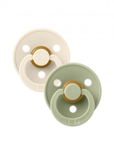 BIBS Colour Symmetrical Pacifier - 2 pcs. (Ivory/Sage) 6+months 1