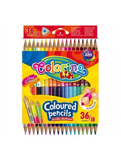 COLORINO CREATIVE Triangular coloured pencils 18 pcs/36 colours, 68512PTR