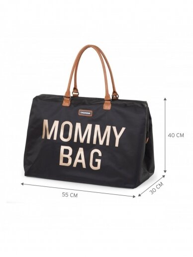 Didelė mamos rankinė - krepšys MOMMY BAG, Black/Gold Childhome 1