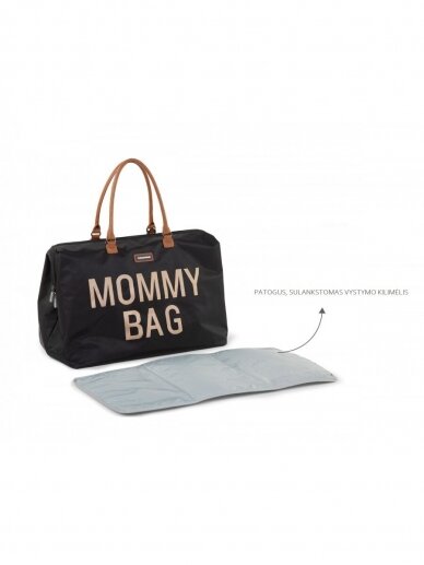 Didelė mamos rankinė - krepšys MOMMY BAG, Black/Gold Childhome 3