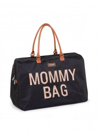 Didelė mamos rankinė - krepšys MOMMY BAG, Black/Gold Childhome