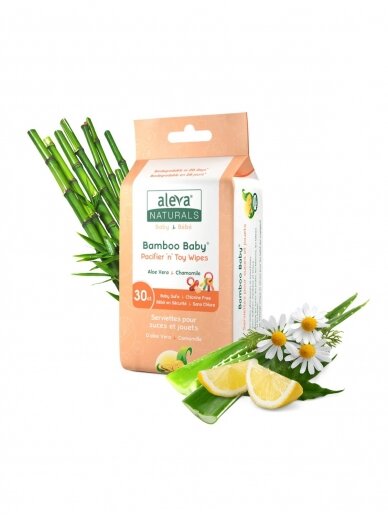 Bambukinės servetėlės čiulptukams ir žaislams, Bamboo Baby, Aleva Naturals, 30 vnt. 2