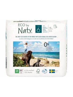 Eco by NATY sauskelnės-kelnaitės 6 dydis 16+kg 18 vnt.