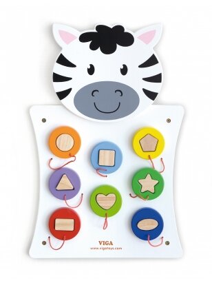 VIGA Wooden Zebra Manipulative Board FSC Montessori sertifikatas