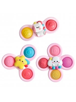 WOOPIE BABY Space Spinner Pop-it sensorinis žaislas Keičiamas 3 vnt. Rožinė.