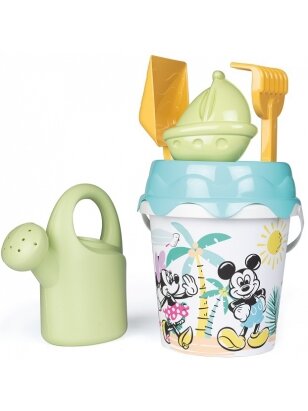 SMOBY Green Mickey Minnie Mouse kibiras su smėlio priedais ir bioplastiko laistytuvu