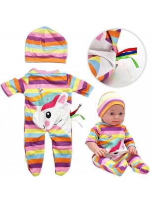 WOOPIE ROYAL lėlių drabužių rinkinys Romper Unicorn Bodysuit kepurė 43-46 cm