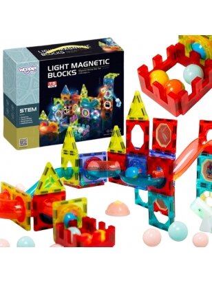 WOOPIE Magnetic Blocks Ball Track Light 75 vnt.